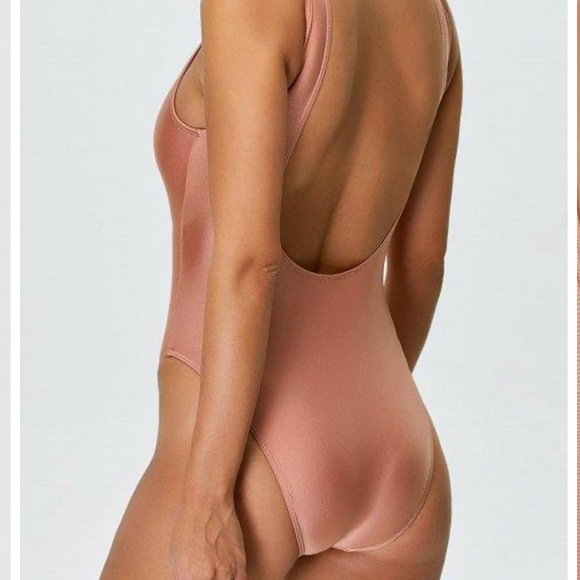Rose gold w/ white lettering one piece swimsuit - Picture 6 of 6